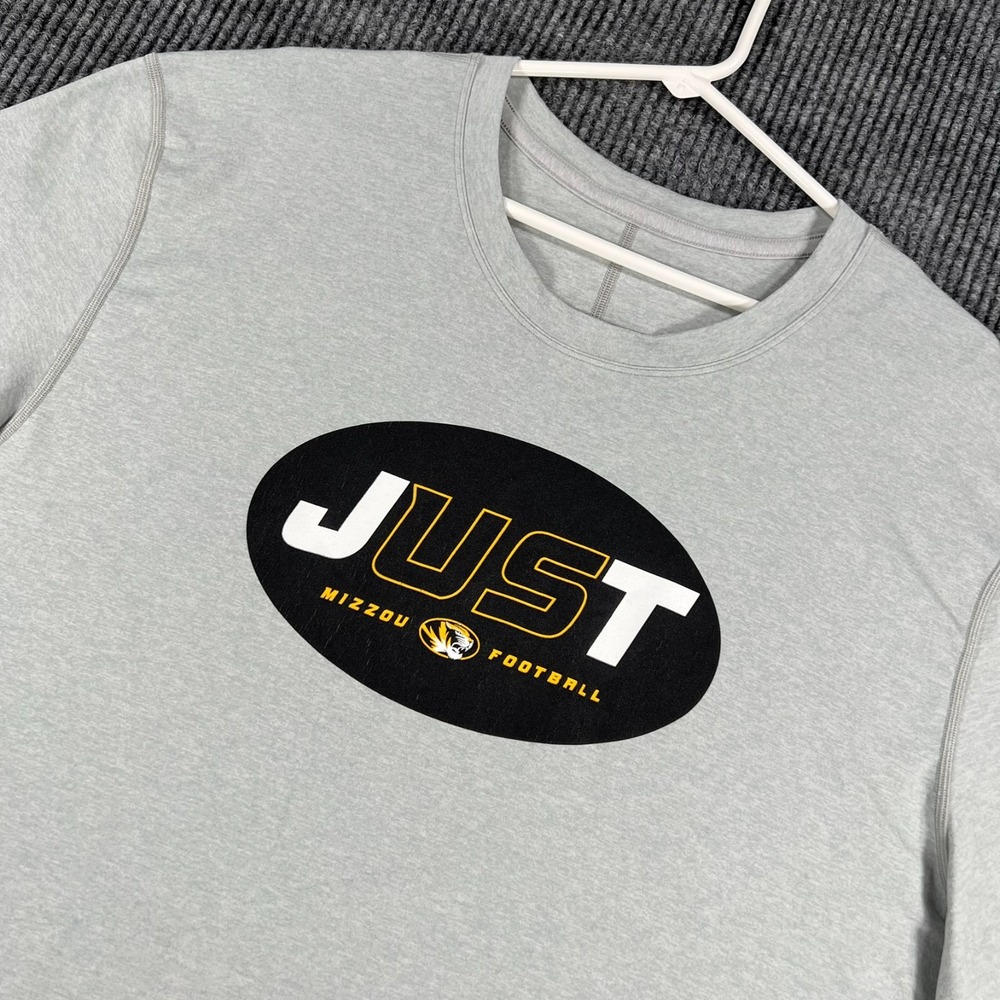 Missouri Tigers Mizzou Lululemon Shirt Mens Football 2XL Gray Short Sleeve NCAA